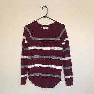 Maroon striped pullover sweater